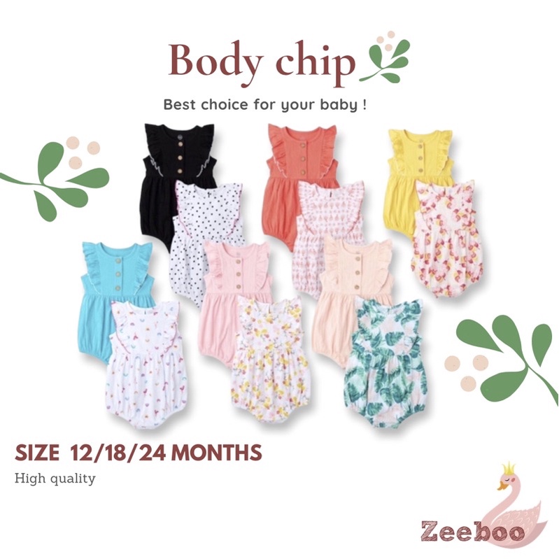 Body chip cánh tiên dễ thương cho bé gái chất vải Cotton co giãn thấm hút mồ hôi, size