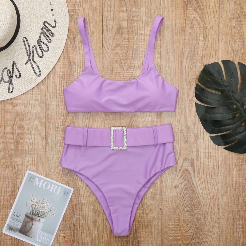 [BKN605] &lt;ÂU&gt; SET BIKINI HỒNG/TÍM LILAC KÈM BELT (CẠP CAO)