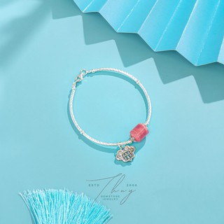 Vòng tay phối charm lu thống đá đào hoa tình duyên - tiệm thủy