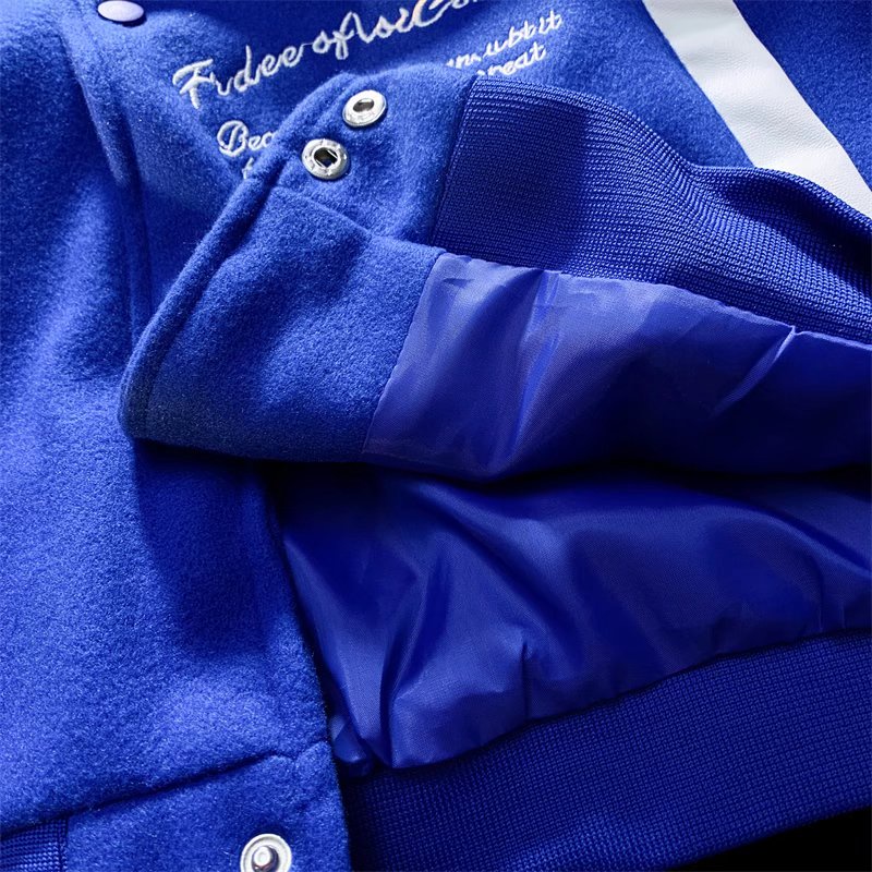 Áo bomber nam Thêu tay áo da /Áo khoác bóng chày dáng rộng thêu họa tiết phong cách retro thời trang năng động cho nữ