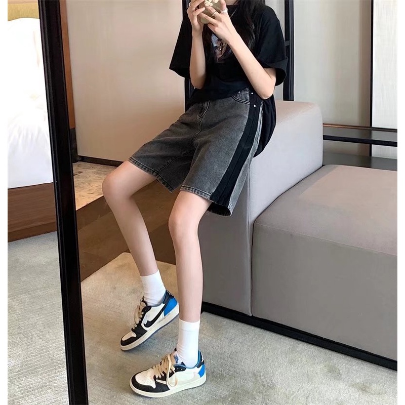 Quần Short Denim Lưng Cao Ống Rộng Phong Cách Hàn Quốc Thời Trang Mùa Hè Hàng Mới Dành Cho Bạn Nữ