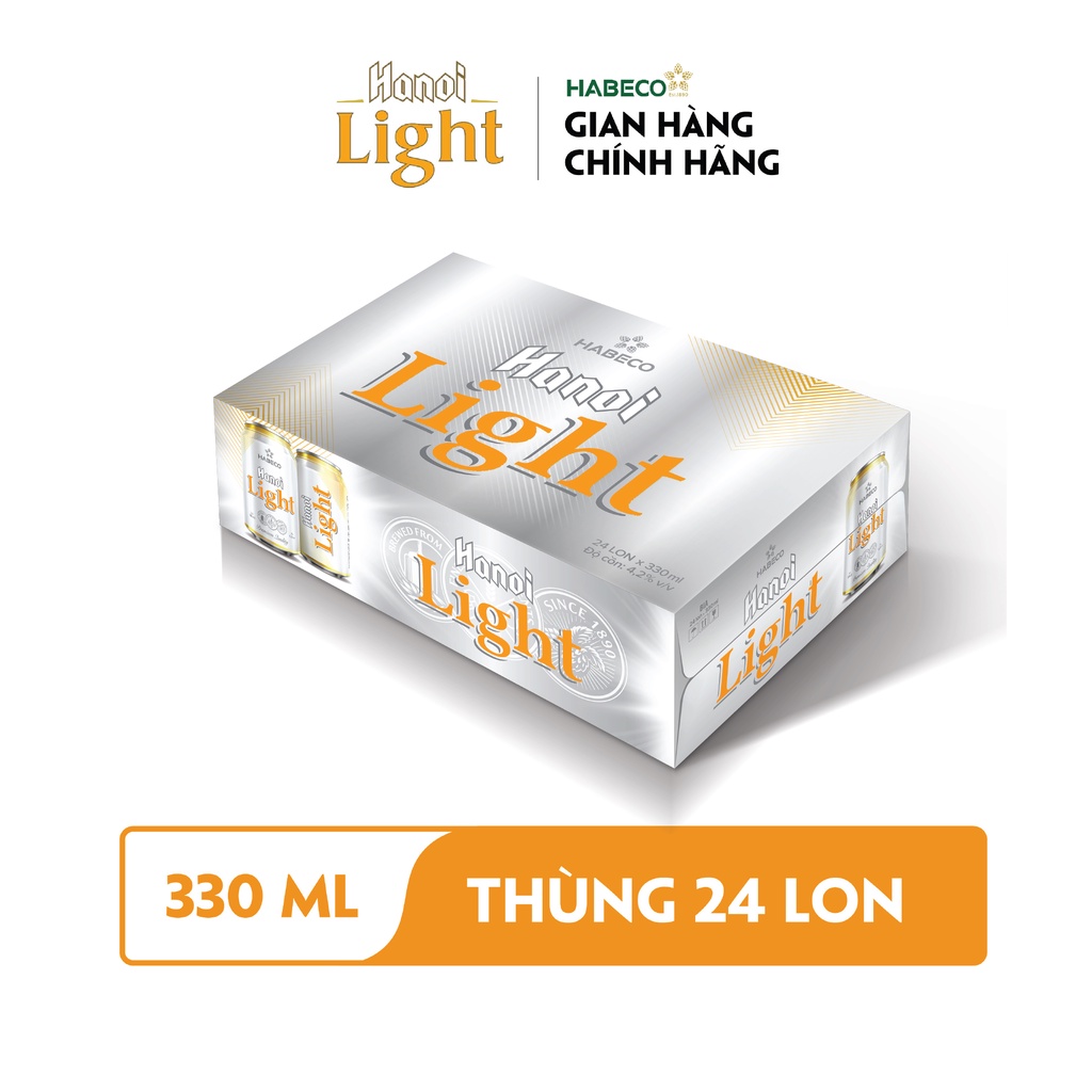 HỎA TỐC HÀ NỘI - Thùng 24 lon Bia Hanoi Light - HABECO (330ml/lon)