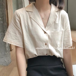 Sơ mi cổ vest chỉ nổi