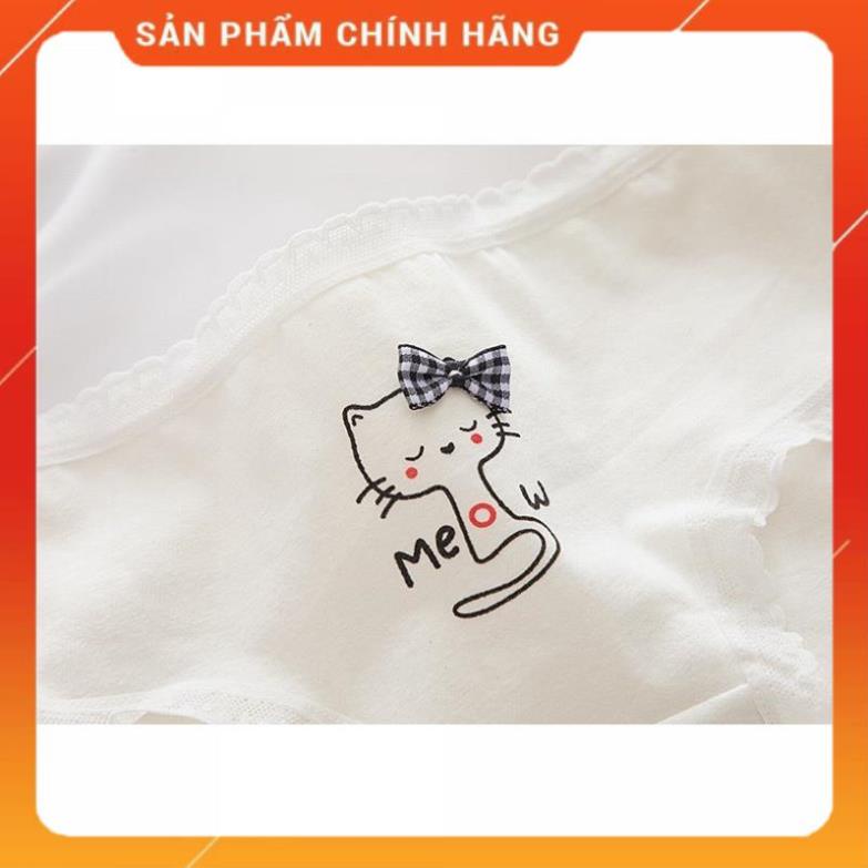 Quần Lót Nữ ❤️ Quần Cotton Nữ Viền Phối Hình Mèo Điệu Đà Tôn Dáng 0133