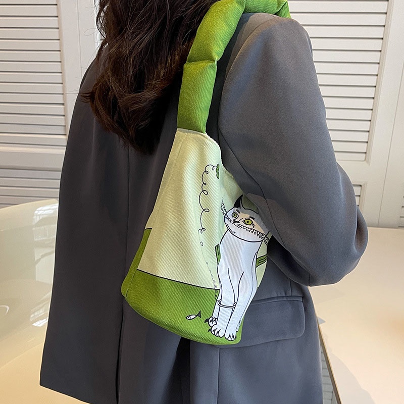 IELGY Túi Đeo Vai Bằng Vải canvas Thiết Kế niche Dành Cho Nữ