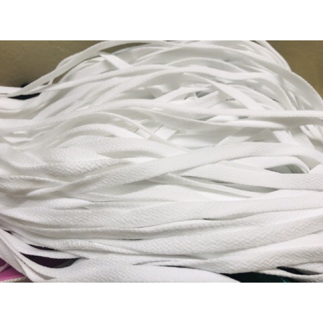 Cặp dây giày thể thao trắng trơn dẹt dài 1m2 unisex nam nữ phụ kiện sneaker giày dép bản dẹp unisex giây