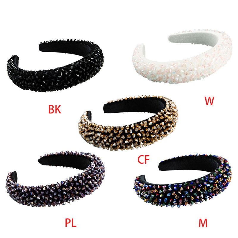 Băng Đô Vải Nhung Đính Hạt Thủy Tinh Nhiều Màu Sắc Phong Cách Baroque