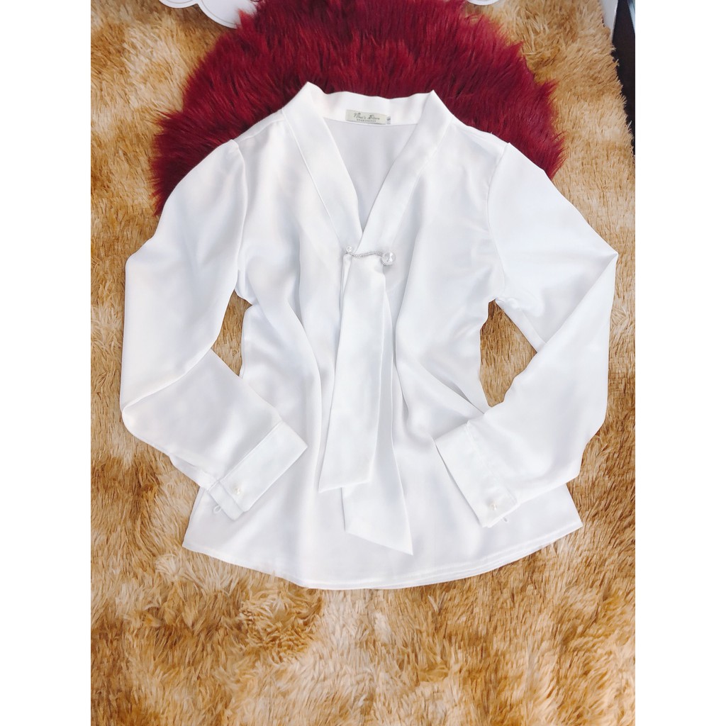 Áo Sơ Mi Nữ Tay Dài Satin Lụa Cổ Cách Điệu (Kèm Ảnh Thật Và Clip) | BigBuy360 - bigbuy360.vn