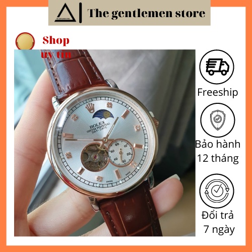 (Rolex Automatic) Đồng hồ thời trang Rolex cơ, lộ máy, kính chống xước, lên cót tự động, bảo hành 12 tháng - FREESHIP