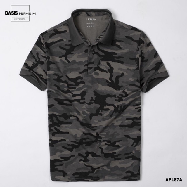 Áo thun nam polo họa tiết camo rằn ri Basis Cực Đẹp .1 .