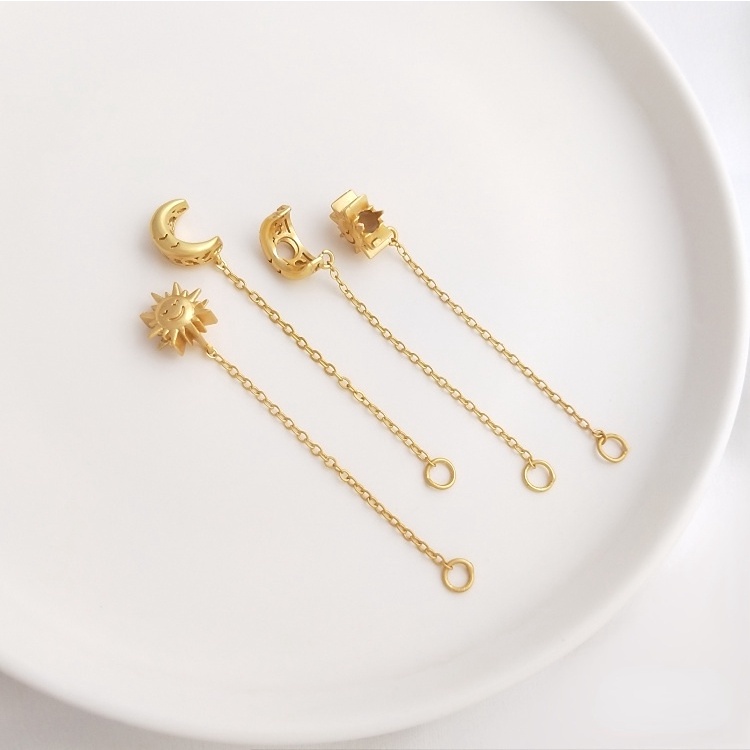 Chuỗi Hạt Đeo Tay 14K Hình Mặt Trăng/Mặt Trời Màu Vàng Đồng diy Thời Trang