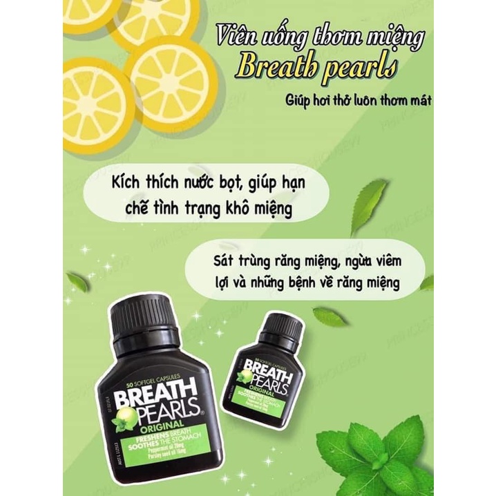 Viên uống thơm miệng Thanh lọc đường ruột Breath Pearls Nhập Khẩu ÚC
