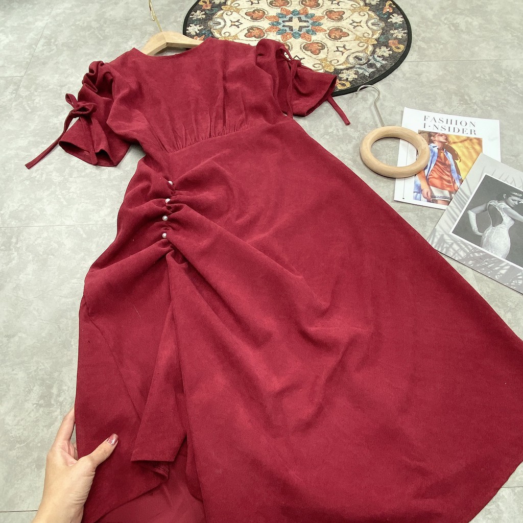 Váy Dài Nhung Đỏ 💎FREESHIP💎 Đầm Nhung Tay Lỡ - HÀNG THIẾT KẾ | BigBuy360 - bigbuy360.vn