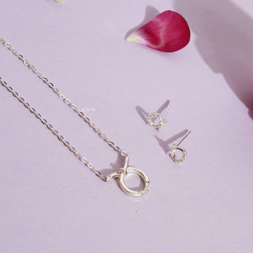 Khuyên Đường Tròn Đá Thắt Nút BẠC S925 LANN E231