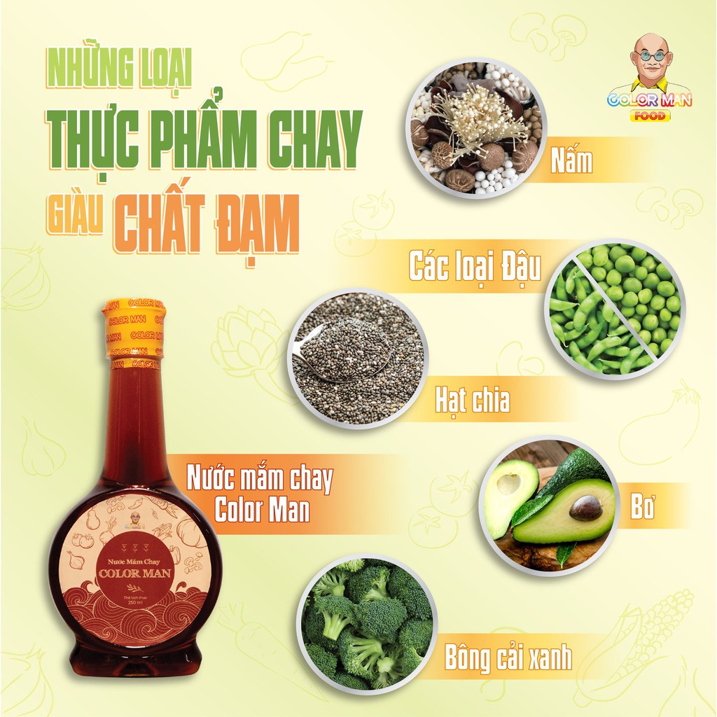 Nước Mắm Chay COLOR MAN chai 250ml chiết xuất nấm men tự nhiên dùng làm gia vị, pha nấu và chế biến các món chay