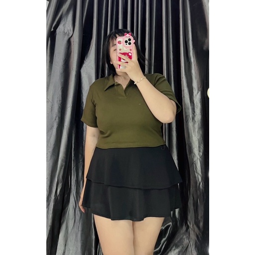 Áo thun POLO croptop chất gân Bigsize