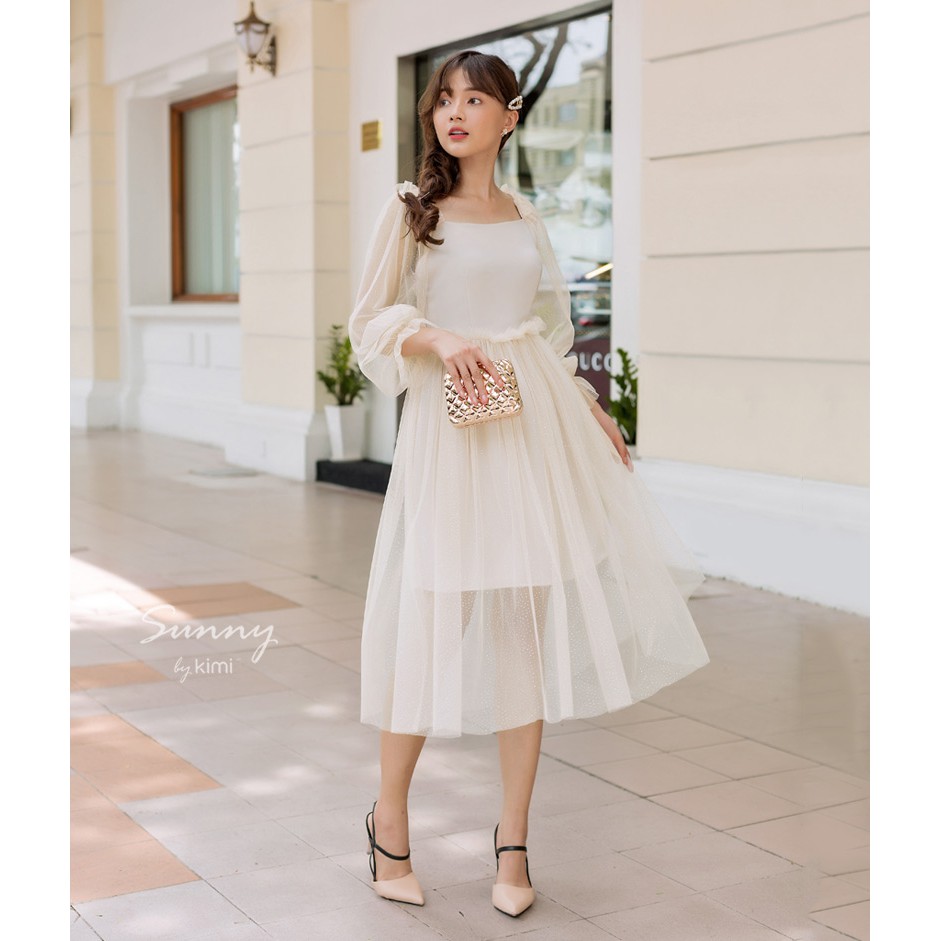 Đầm voan lưới kim tuyến kims - ad190140