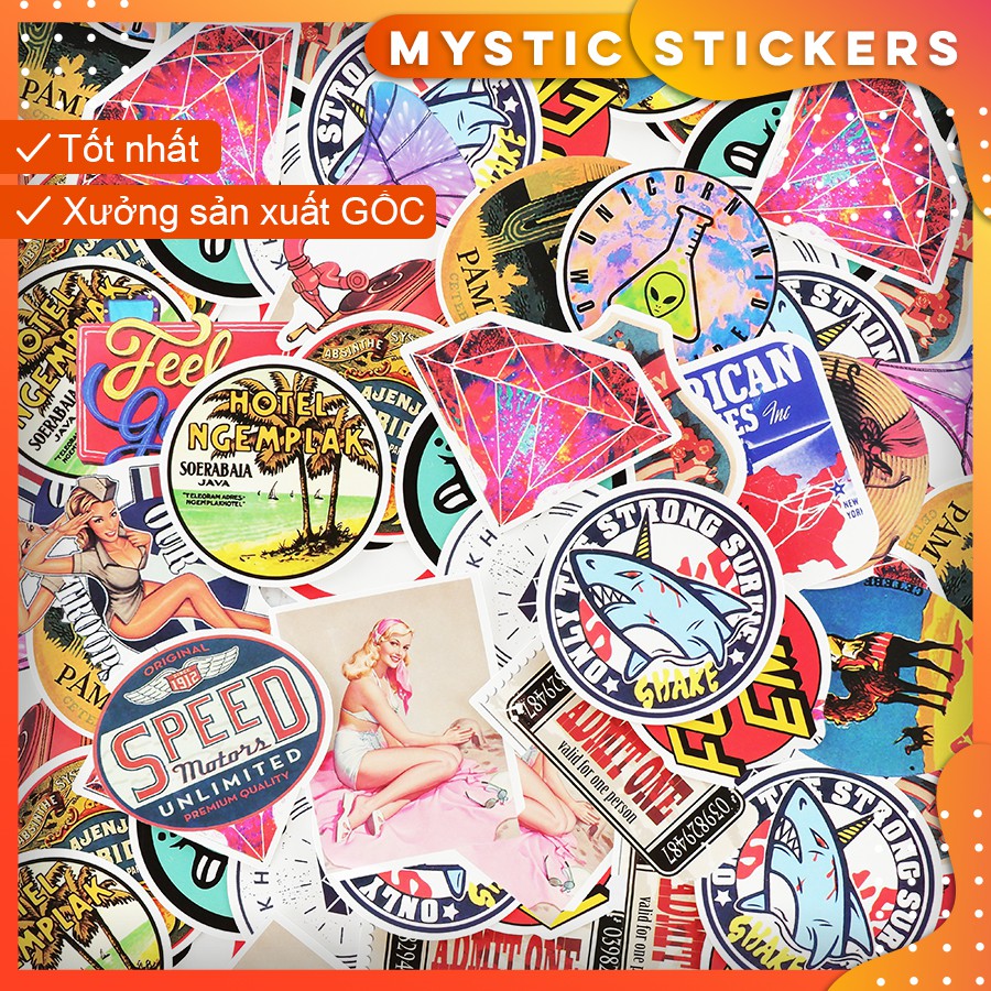 [SET TỔNG HỢP #2] 100 Sticker chống nước/ trang trí, set mix ,dán xe laptop mũ bảo hiểm vali...