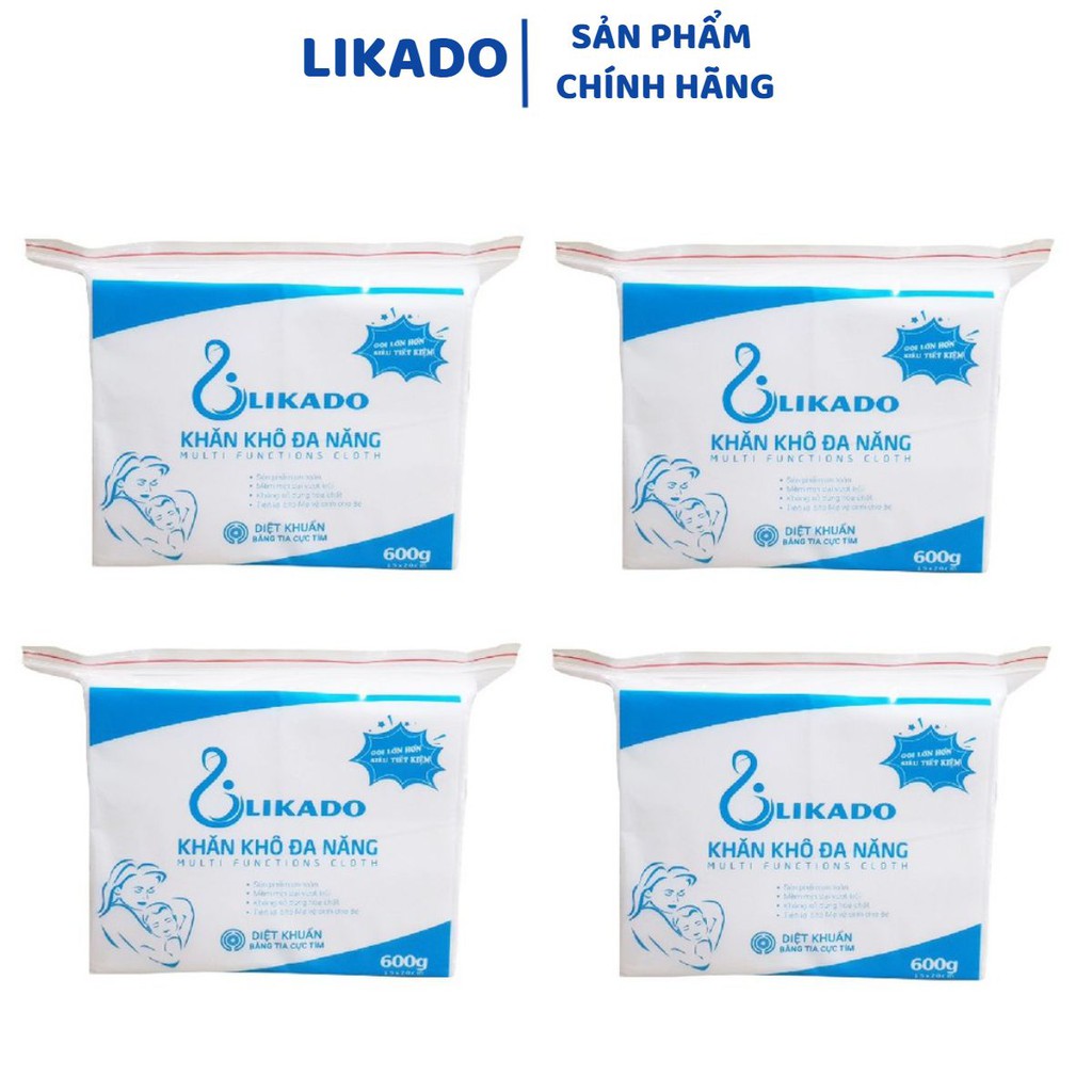 Khăn vải khô đa năng cho bé likado 600g 550 tờ (15*20cm)(SP003044 )(4 gói)