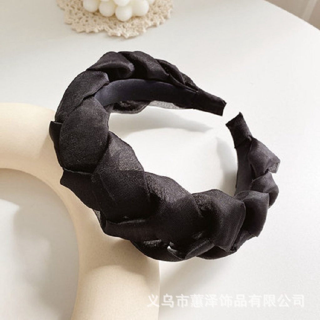 Băng Đô Cài Tóc Sợi Lưới Bện Màu Trơn Chống Trượt Phong Cách Hàn Quốc