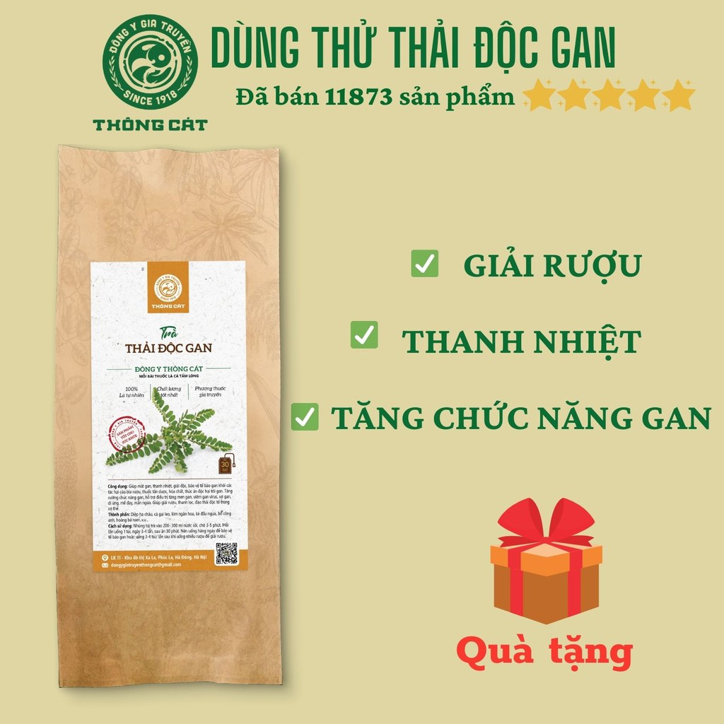 Dùng thử Trà thảo dược thải độc gan Đông Y cao cấp Thông Cát [giải rượu, tăng cường miễn dịch, giải độc cơ thể]