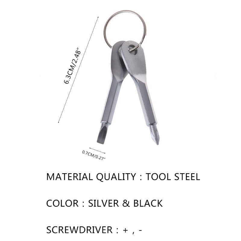 Tua vít edc mini bằng thép không gỉ 4 trong 1 có móc gắn chìa khóa đa năng