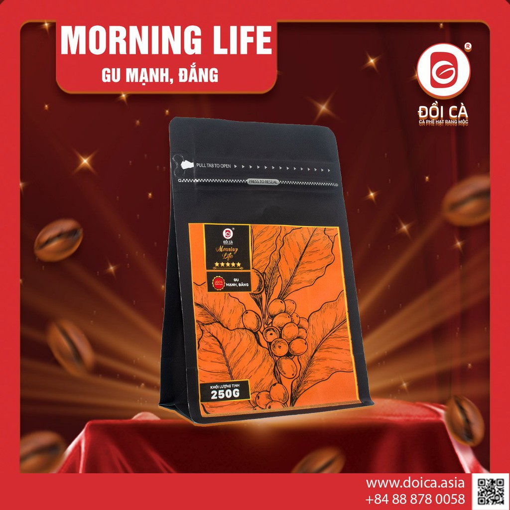 Cà phê Đồi Cà rang xay nguyên chất Morning Life cà phê pha phin.  Túi 250g, 500g, 1kg. Tặng TÚI THƠM | BigBuy360 - bigbuy360.vn