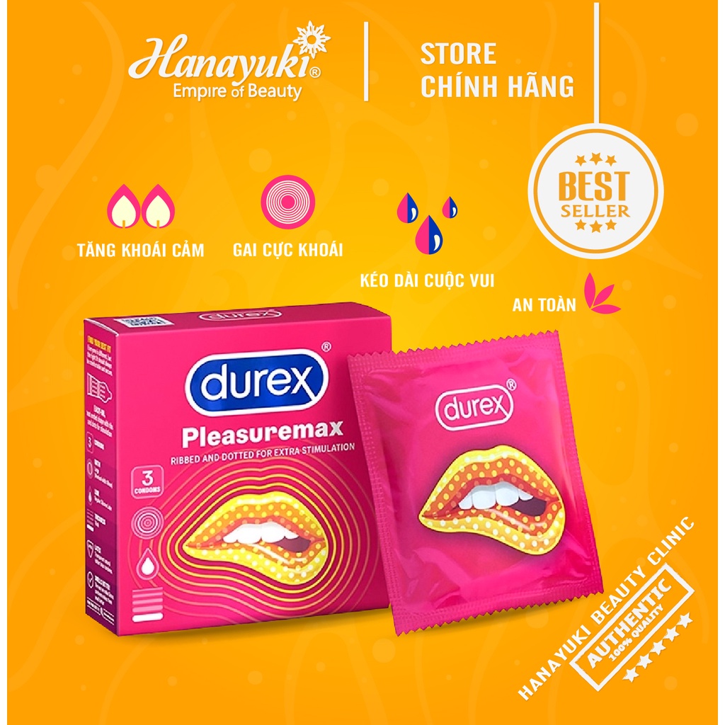 Sỉ 1 cái - Bao cao su gai Durex Pleasuremax gân gai, tăng khoái cảm hiệu quả kéo dài cuộc vui chính hãng 100% - 1 cái