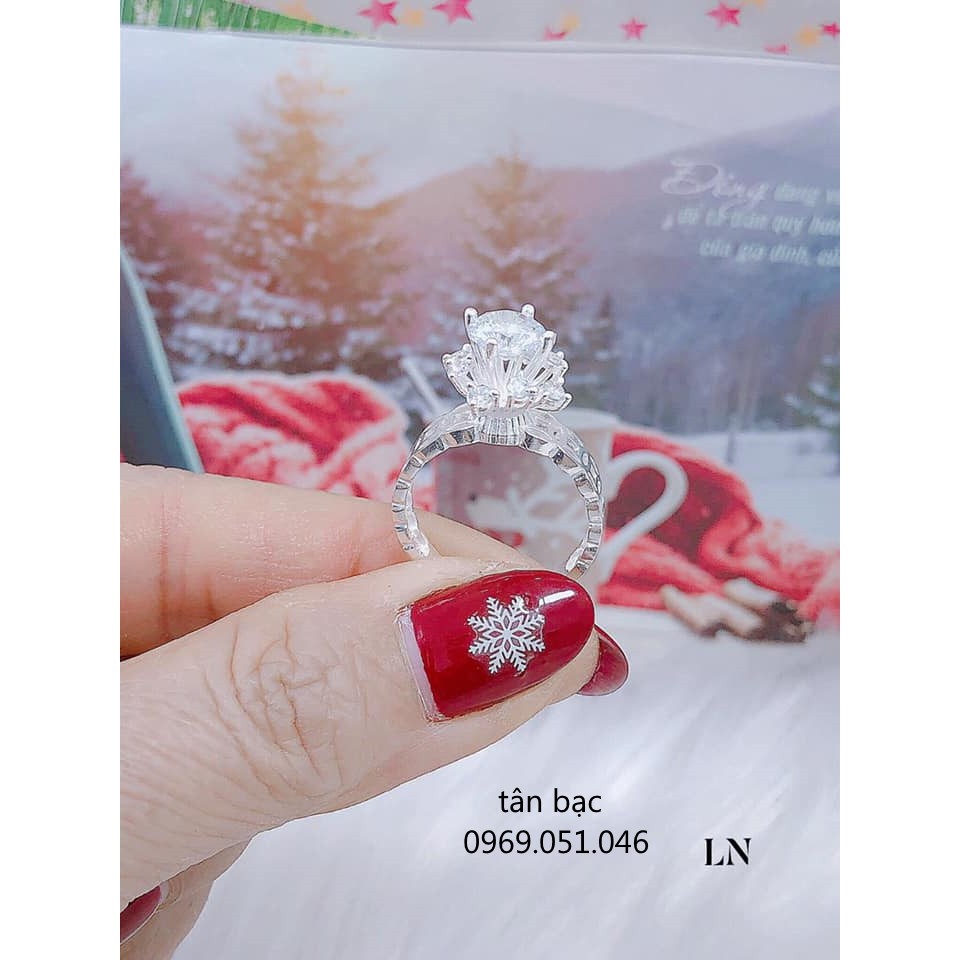 nhẫn nữ bạc , kiểu dáng mới , thân kim tiền và ổ đá cao , kiểu dáng mới dáng đồng tiền hót hít hihi