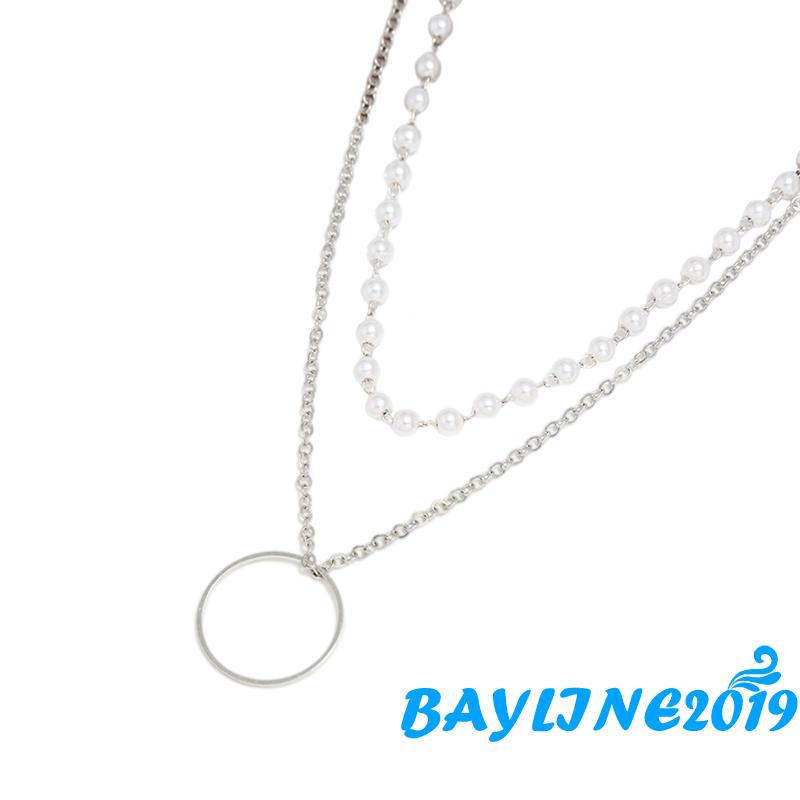 Vòng cổ Hai Lớp Đính Ngọc Trai Nhân Tạo Tự Nhiên Dành Cho Nữ