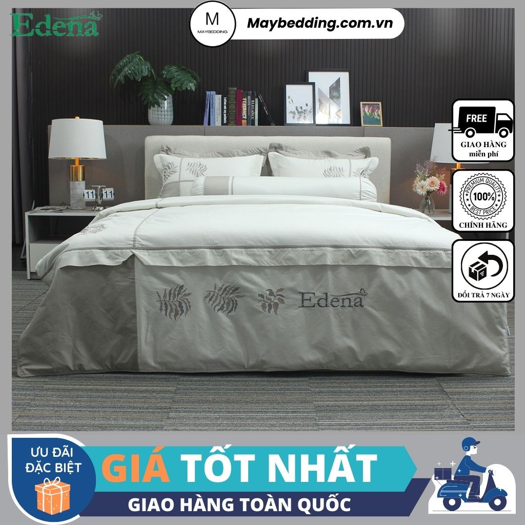 Bộ ga ( drap ) Cotton Solid Edena mẫu 375- Chính Hãng , Cao Cấp in Maybeding