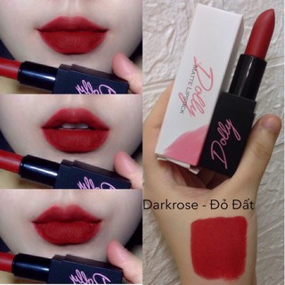 [Đỏ Đất] Dark Rose Son Sáp Phủ Phấn Dolly Không Chì Màu Đỏ Đất