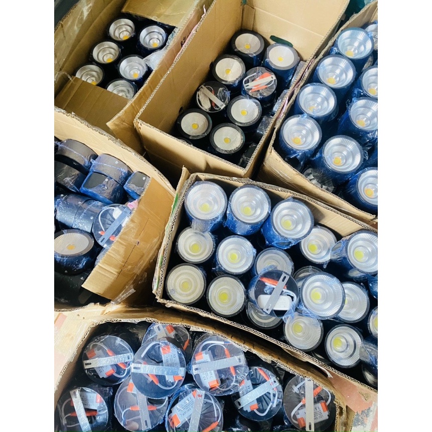 Đèn ống bơ ốp trần nổi 12w vàng, đèn lon nổi 3 màu + ảnh thật