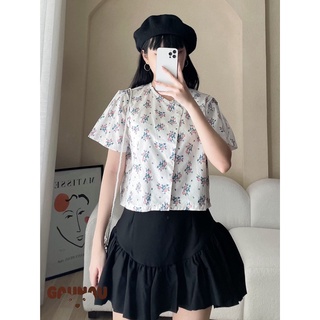 Áo blouse hoa nhí chéo tà [Gau Nau]