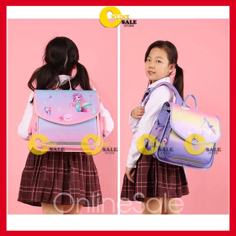Cặp xách học sinh chống gù balo trẻ em đi học tiểu học cấp 1 cho bé trai bé gái lớp 1 2 3 Kích thước 32x33x17cm