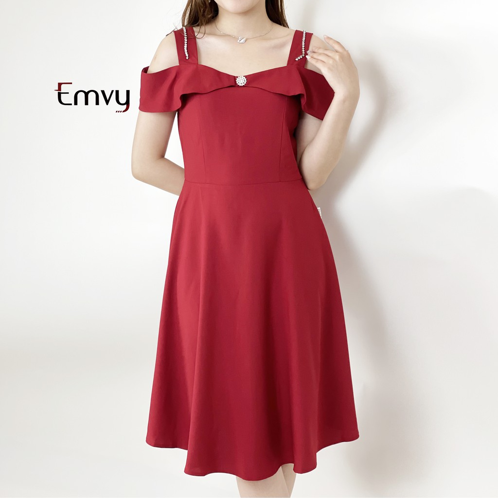 [Mã WASTMAY giảm 15% tối đa 30K đơn 150K] Đầm dáng xòe trễ vai EMVY - V39 | BigBuy360 - bigbuy360.vn