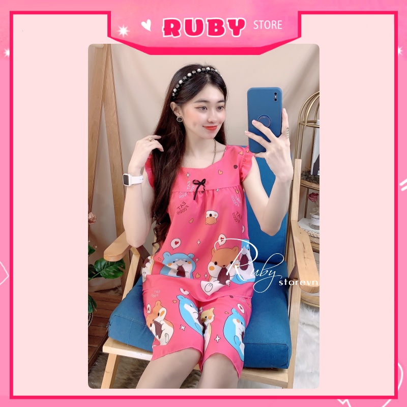 Đồ bộ nữ mặc nhà Họat Hình chất kate mềm mịn mát, họa tiết dễ thương Free Size Dưới 47KG ❤ Rubystorevn