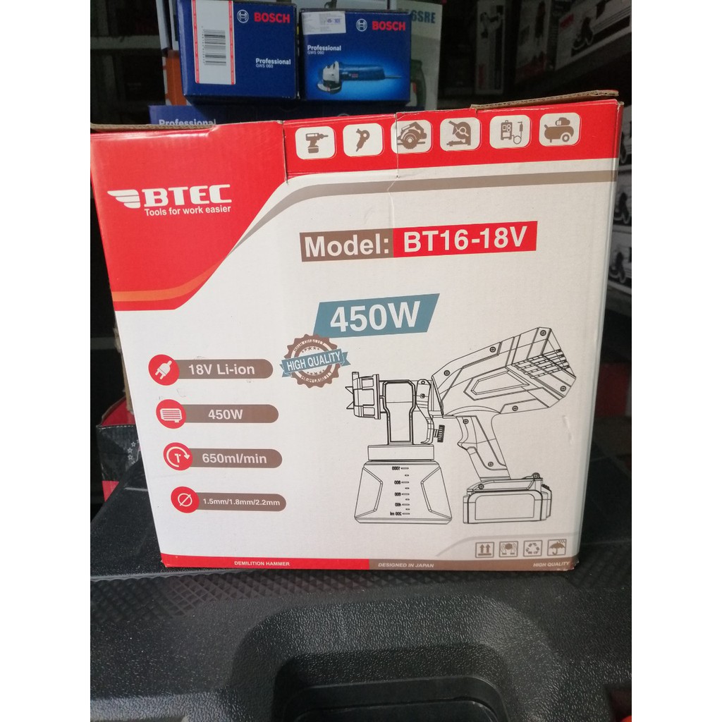 Máy phun sơn pin/dùng pin BTEC/BT16-18V