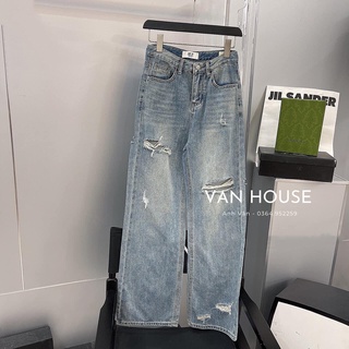 QUẦN BÒ SUÔNG JEAN RÁCH 2 BÊN