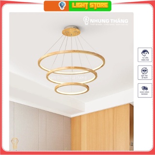 Đèn Thả Trần - Đèn Thả Trang Trí 3 Vòng Gỗ TBD839 - Decor Vintage Với Gỗ Tự Nhiên Chắc Chắn, Bền Đẹp, Ánh Sáng Vàng