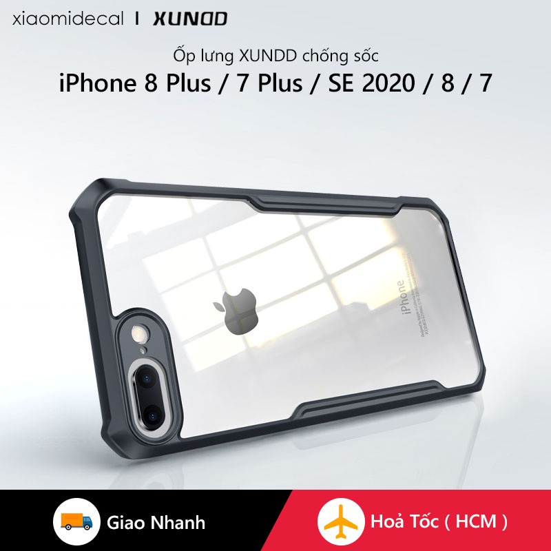 Ốp lưng XUNDD iPhone 8 Plus / 7 Plus / SE 2020 / 8 / 7 Mặt lưng trong suốt, Viền TPU, Chống sốc