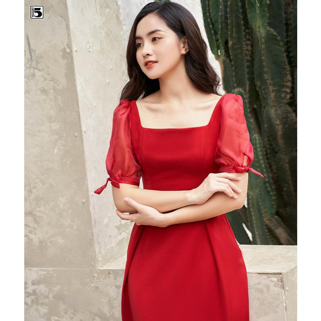 Đầm cổ vuông tay bồng N295