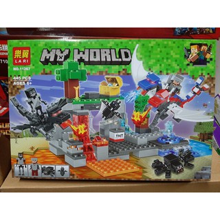 (CÓ SẴN) Lắp ghép Mô hình my world minecraft tấn công rồng bóng tối Bela Lari 11267