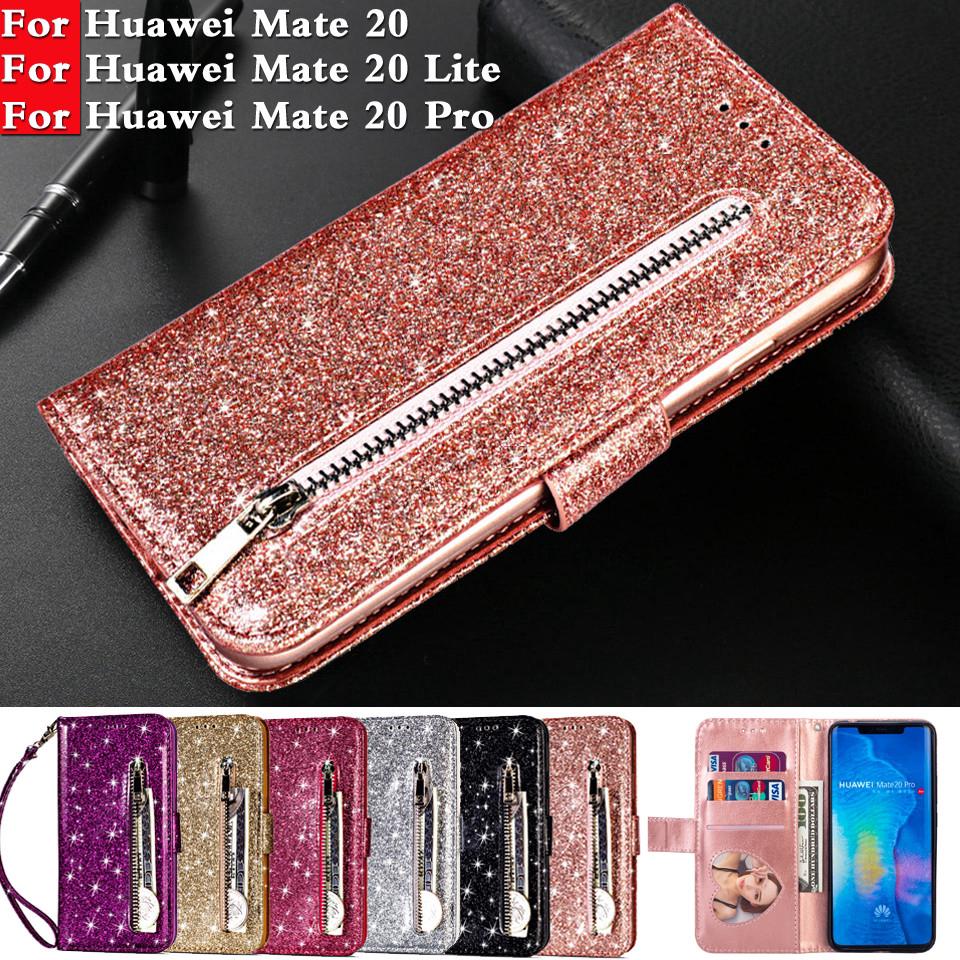 Huawei Mate 20 Lite Pro Bling Glitter Case Leather Wallet Phone Case Luxury Flip Leather Cover Capa