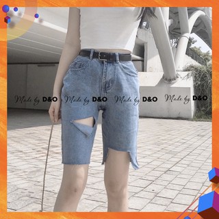 [Size 30-35] Quần Ngố Cắt Rách U Lai và L Đùi Thời Trang, Lưng Cao, Không Giãn