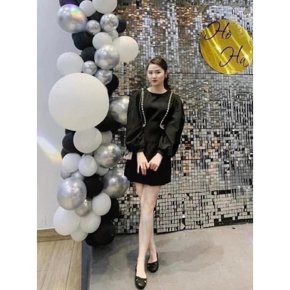 Giày búp bê bệt trám chần bông đính nơ nữ