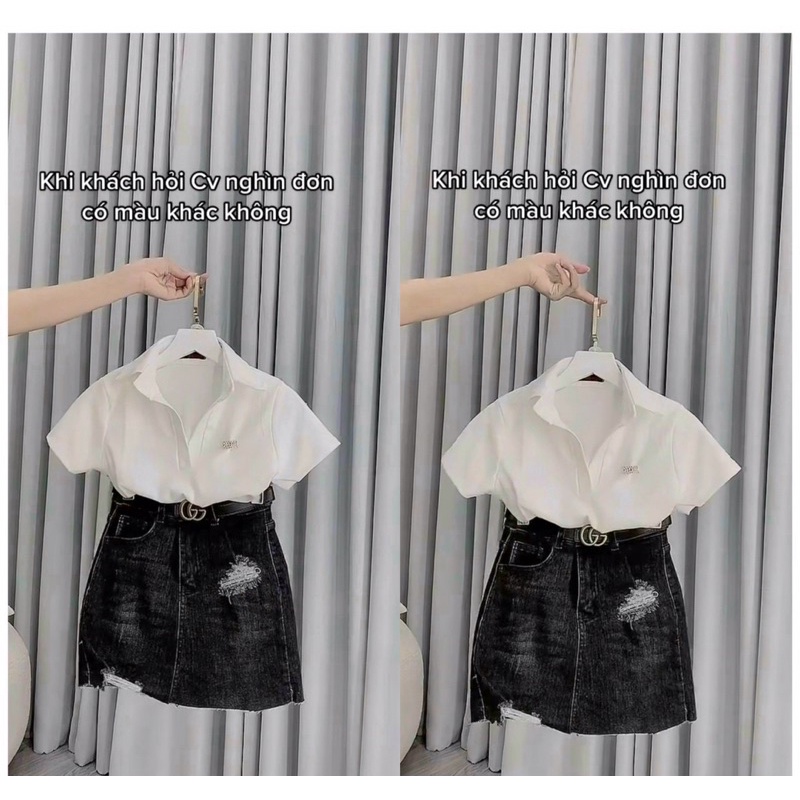 Chân váy quần jean rách co giãn lưng siêu cao gomboutique77 màu dơ và màu đen hàng 3 sizes 🍃🍃🍃L8777