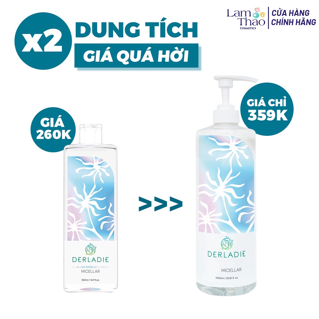 Nước Tẩy Trang Derladie Cleansing Water Witch Hazel Mẫu Mới 2021