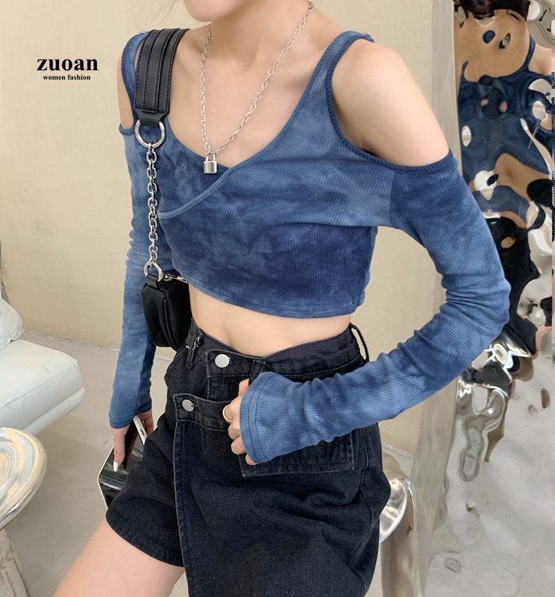 SUXI Áo Sơ Mi Nữ Tay Dài Trễ Vai Thời Trang