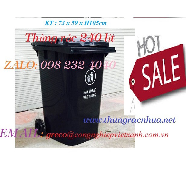 Thùng rác nhựa 240 lít màu đen